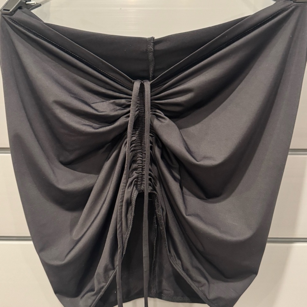 Silky/Satin Style- Bubble Mini Skirt or Top (Very Versatile) Ruched Tie Front